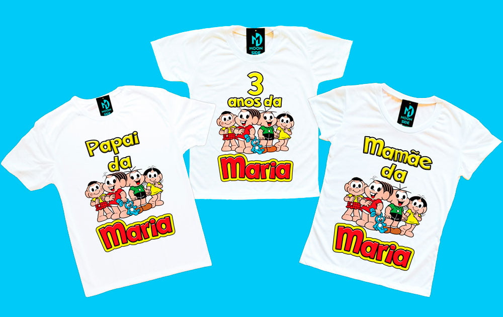 kit 3 camisetas turma da Mônica aniversário