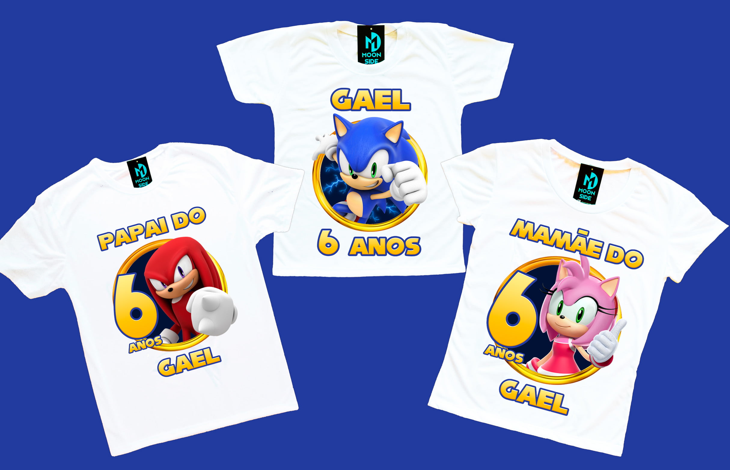 Kit 3 camisetas Sonic Aniversário