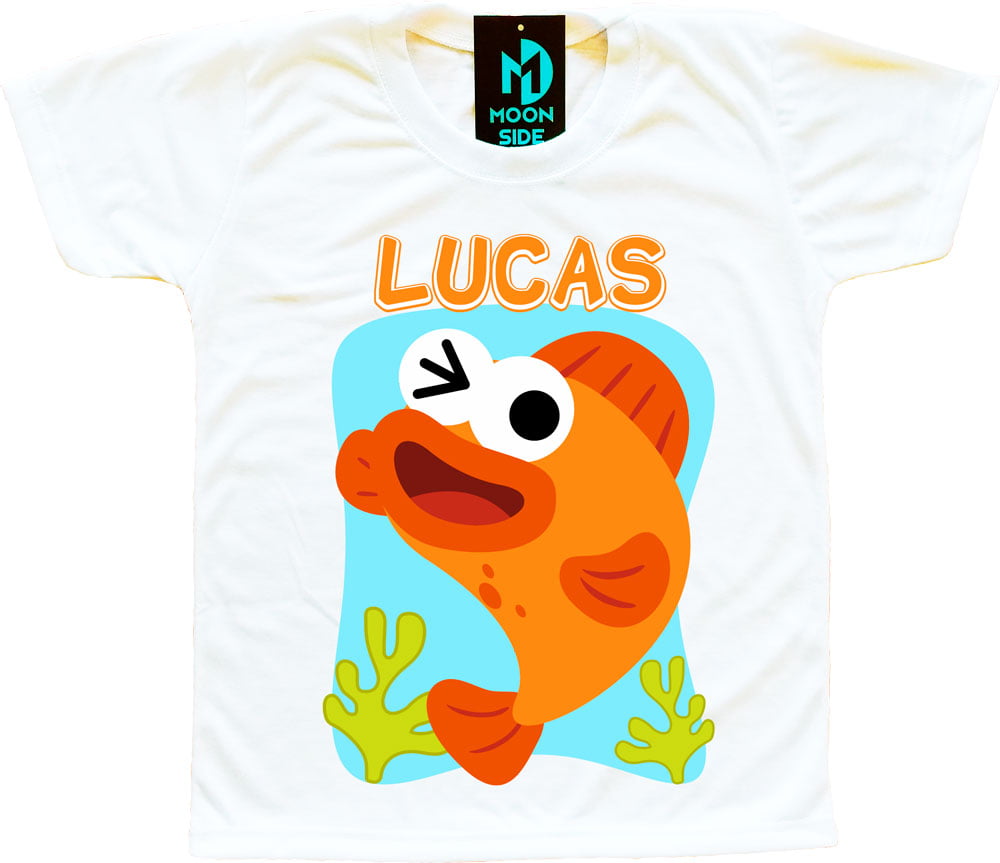 camiseta peixe laranja baby shark personalizada