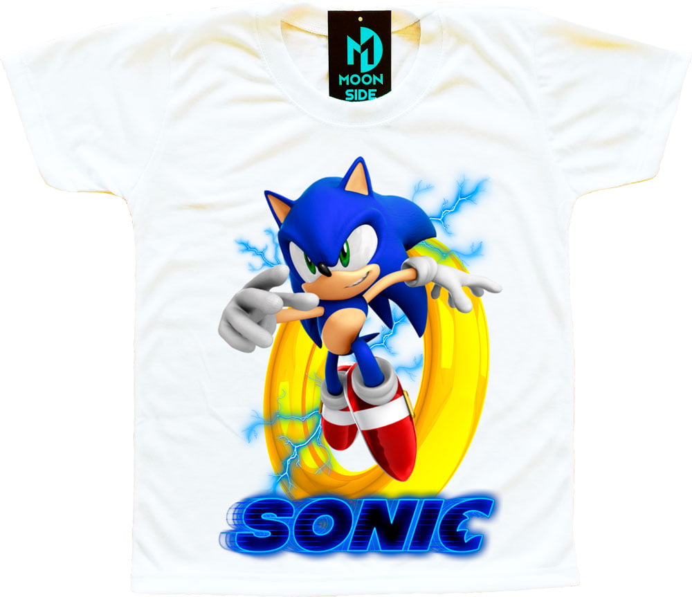 CAMISETA INFANTIL/ ADULTO SONIC CORRENDO SUBLIMAÇÃO