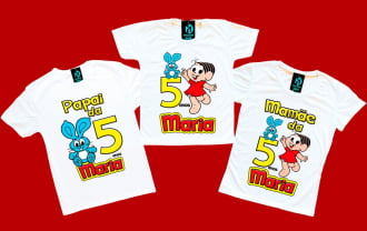 kit 3 camisetas mônica aniversário