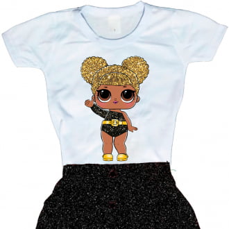 Camiseta Boneca Lol Surprise Queen Bee - Série Glitter