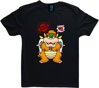 Camiseta preta Super Mario bowser