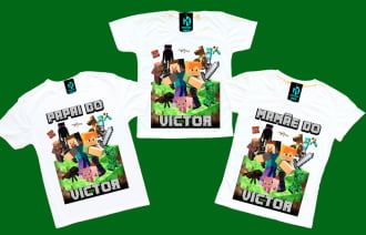 Kit 3 camisetas minecraft personalizada