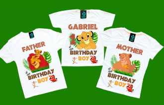 kit camisetas O Rei Leão Simba aniversário