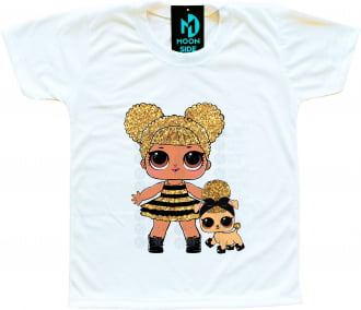 Camiseta Lol Surprise Queen Bee e Pet Pup Bee